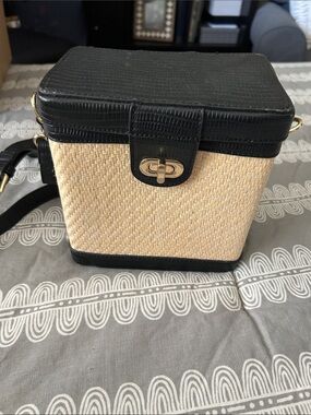 Target Black and Natural Straw Box Crossbody Bag